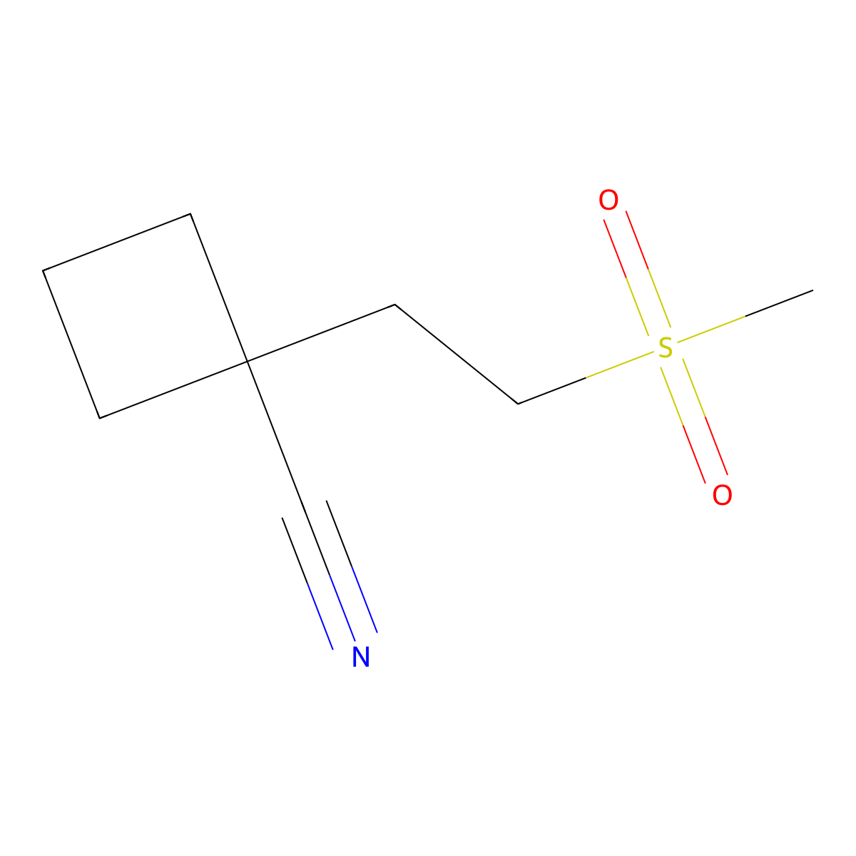 1-(2-Methanesulfonylethyl)cyclobutane-1-carbonitrile molecular structure, CAS 1490068-34-2