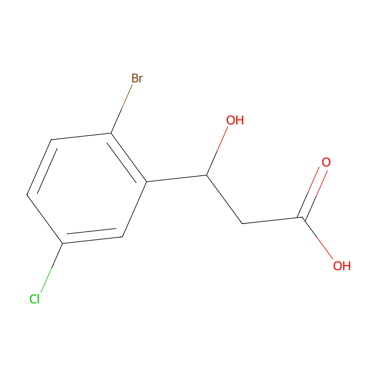 3-(2-Bromo-5-chlorophenyl)-3-hydroxypropanoic acid molecular structure, CAS 1490080-24-4