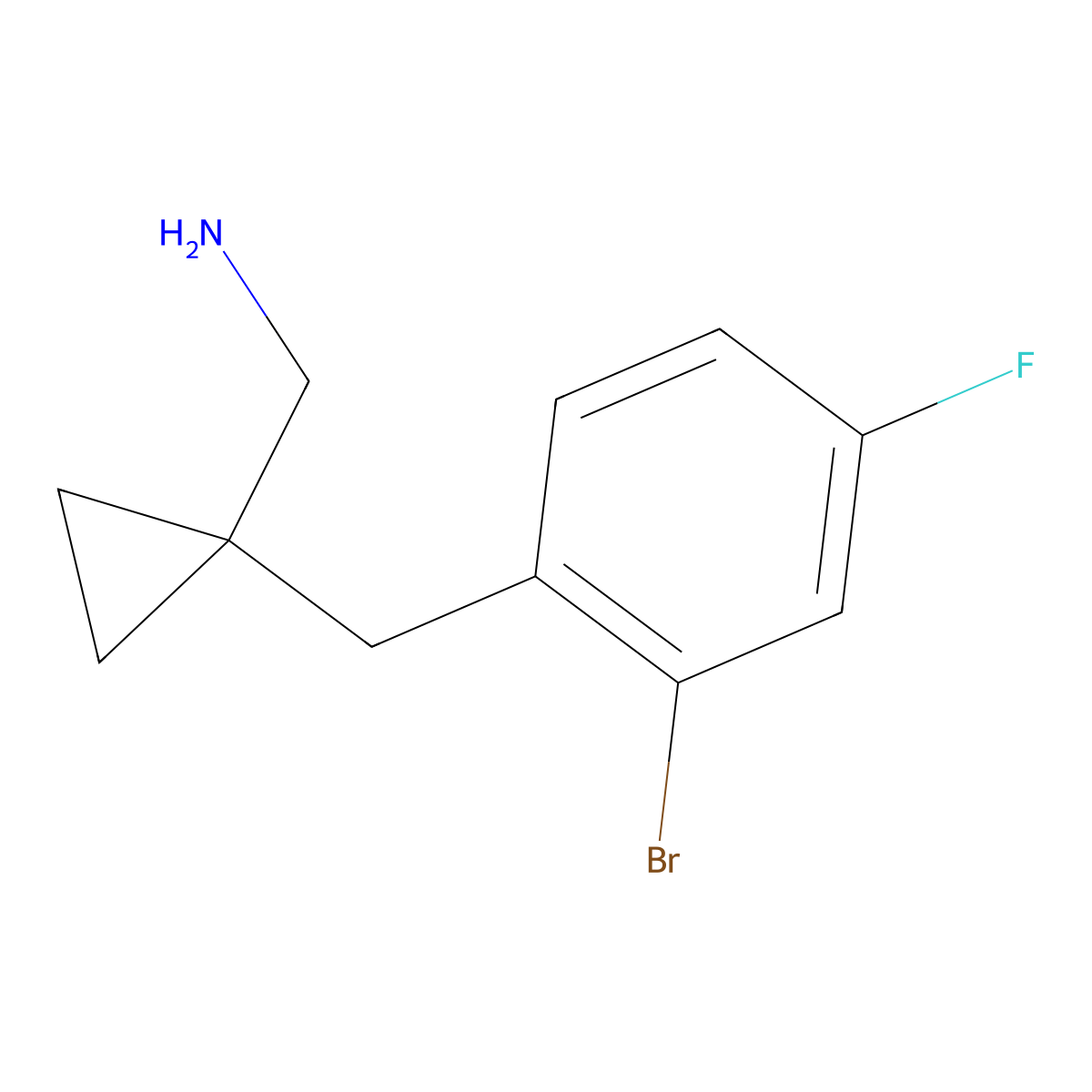 (1-(2-Bromo-4-fluorobenzyl)cyclopropyl)methanamine molecular structure, CAS 1490094-04-6