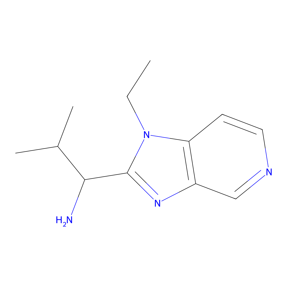 1-(1-Ethyl-1H-imidazo[4,5-c]pyridin-2-yl)-2-methylpropan-1-amine molecular structure, CAS 1490103-38-2