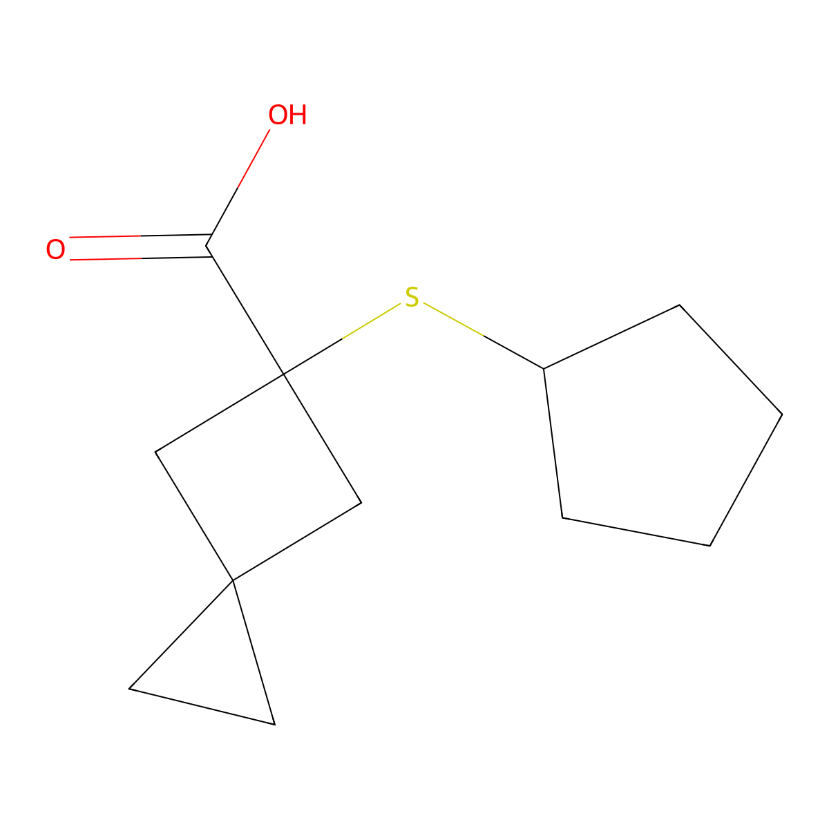5-(Cyclopentylsulfanyl)spiro[2.3]hexane-5-carboxylic acid molecular structure, CAS 1490108-34-3