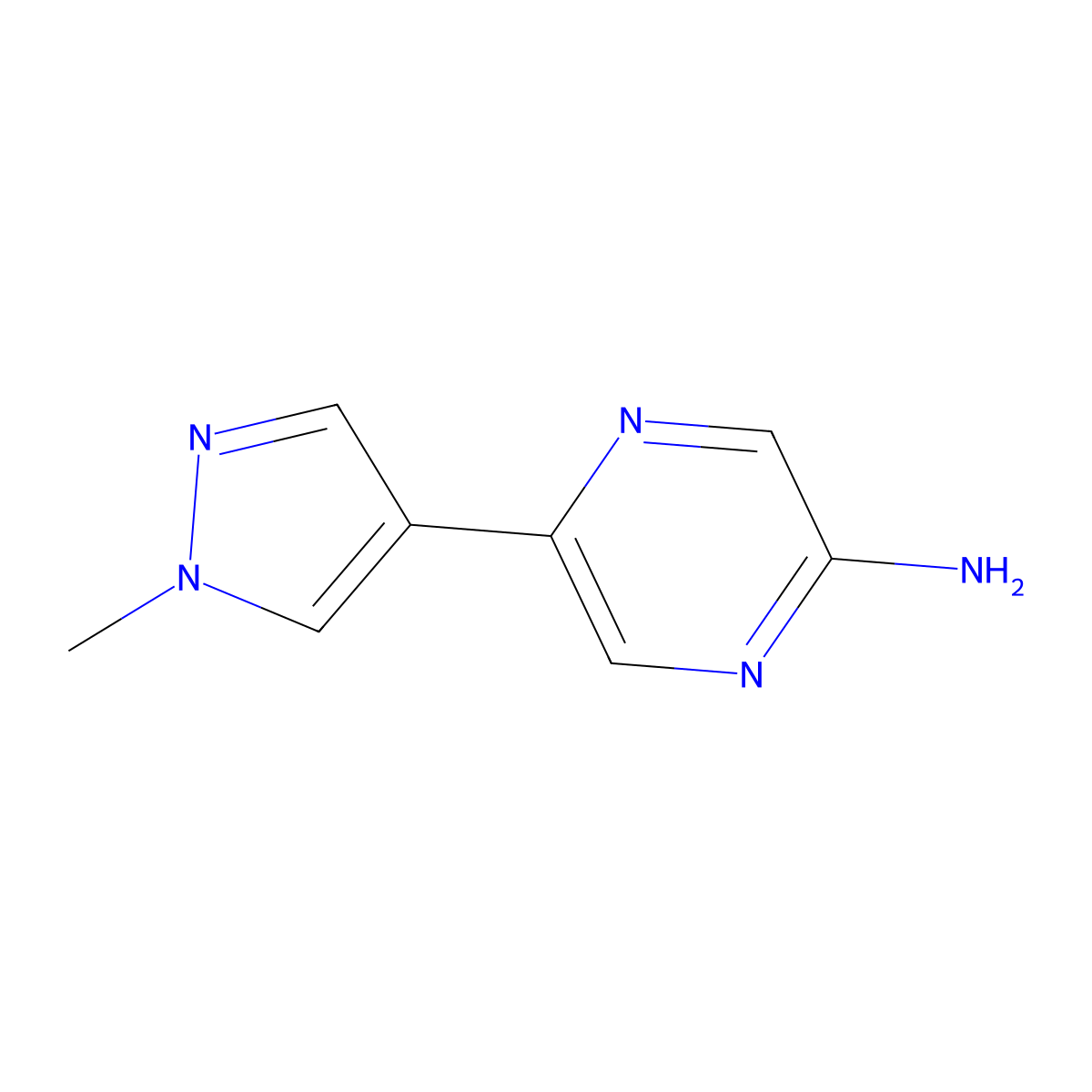 5-(1-Methyl-1H-pyrazol-4-yl)pyrazin-2-amine molecular structure, CAS 1490161-85-7
