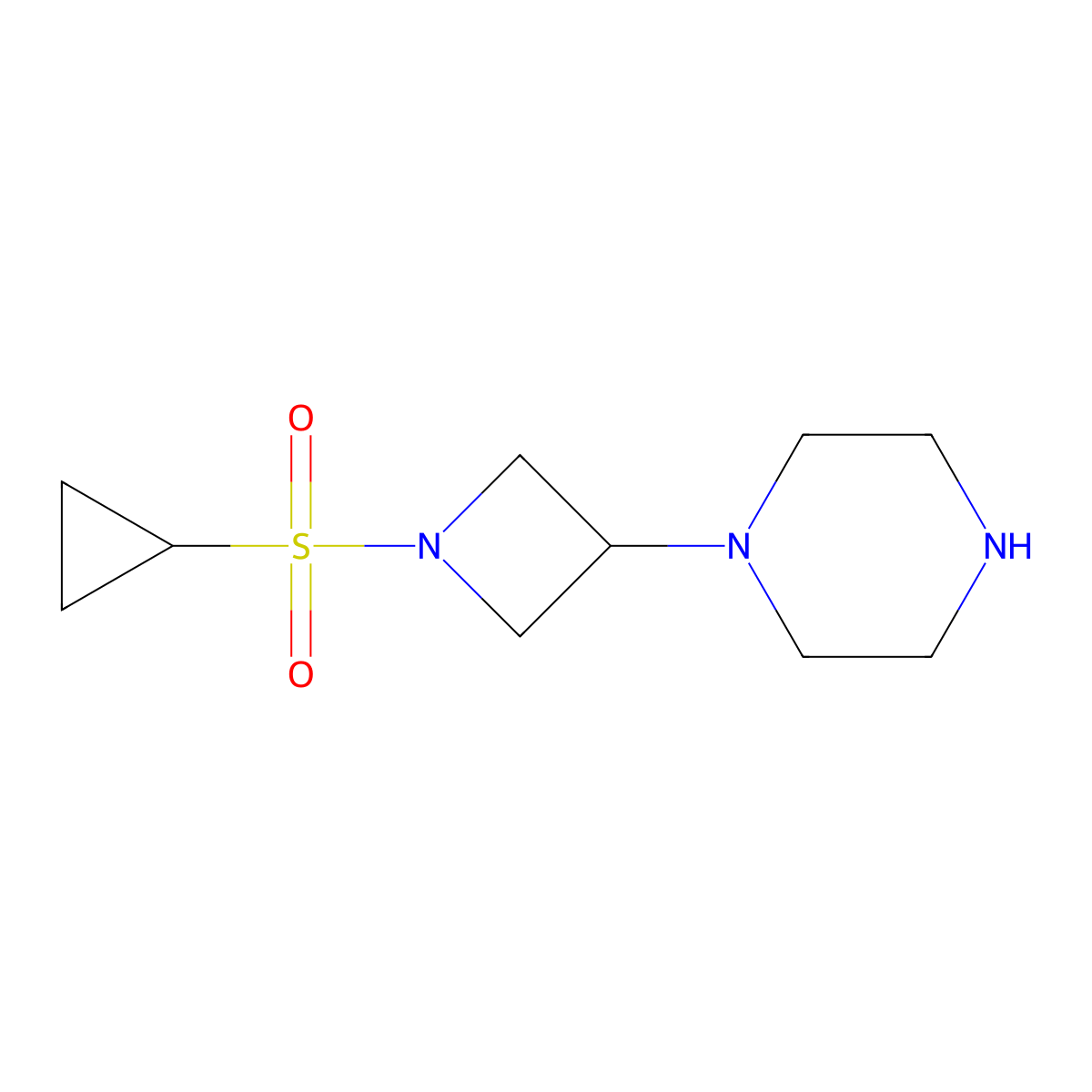 1-[1-(Cyclopropanesulfonyl)azetidin-3-yl]piperazine molecular structure, CAS 1490177-85-9