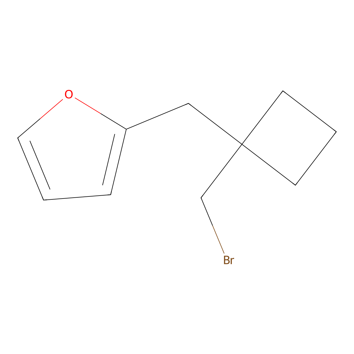 2-((1-(Bromomethyl)cyclobutyl)methyl)furan molecular structure, CAS 1490178-48-7