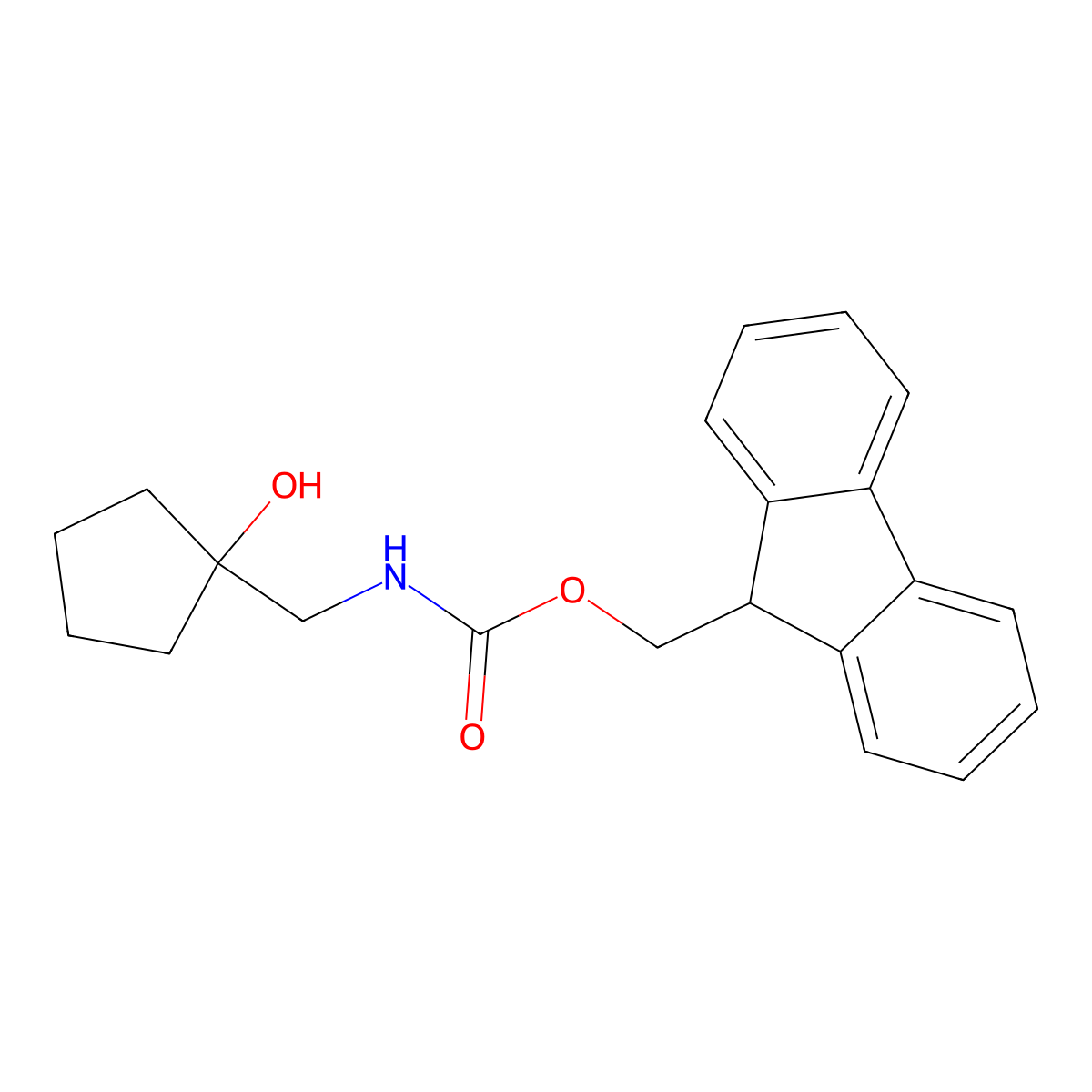 (9H-fluoren-9-yl)methyl N-[(1-hydroxycyclopentyl)methyl]carbamate molecular structure, CAS 1490183-90-8