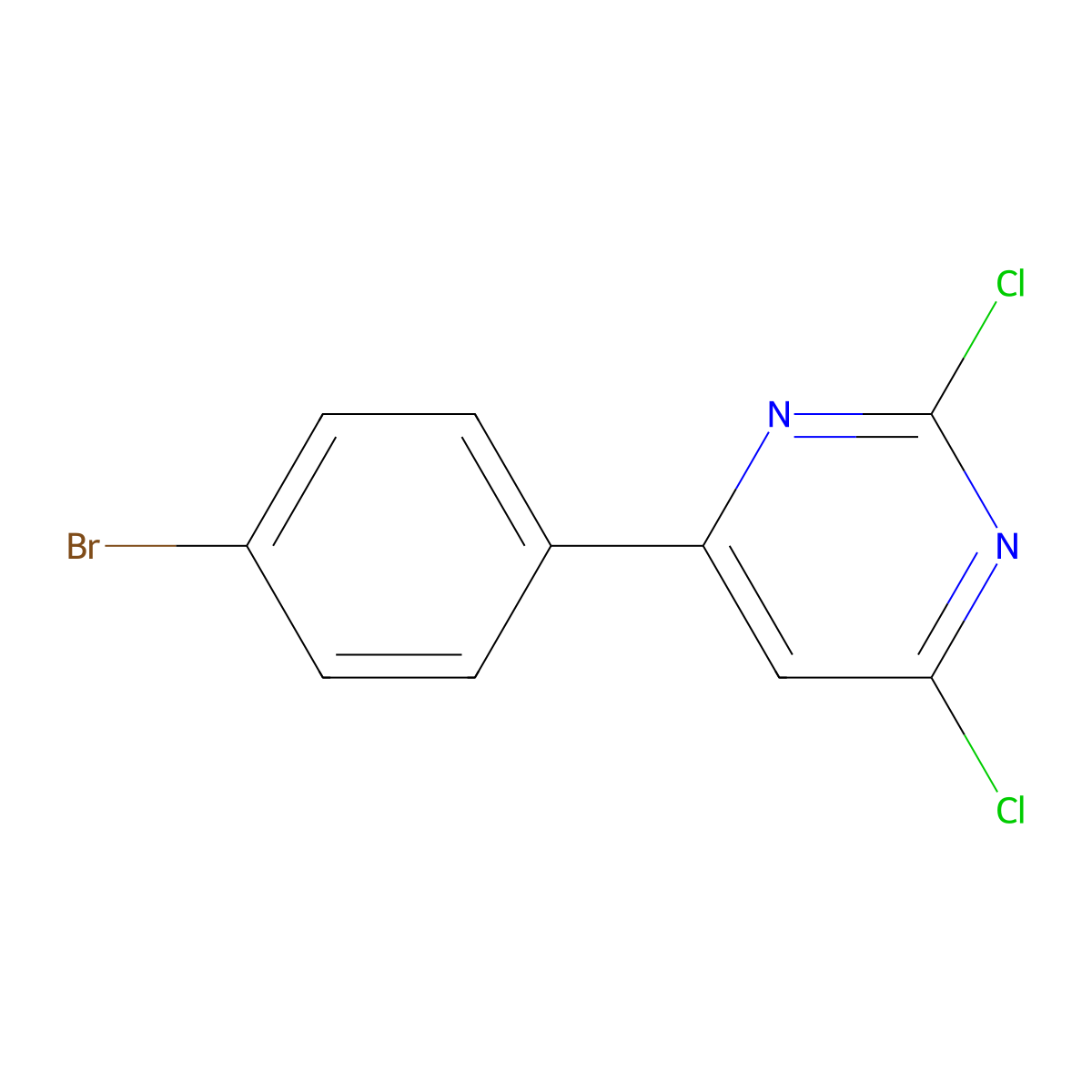 4-(4-Bromophenyl)-2,6-dichloropyrimidine molecular structure, CAS 1490189-81-5