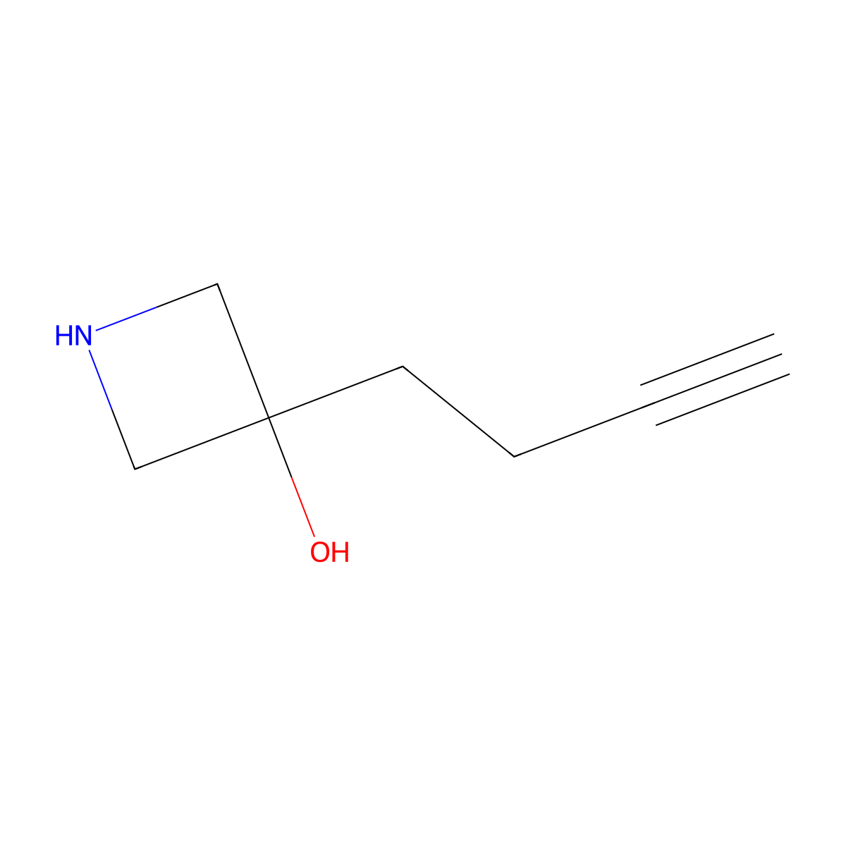 3-(But-3-yn-1-yl)azetidin-3-ol molecular structure, CAS 1490197-18-6