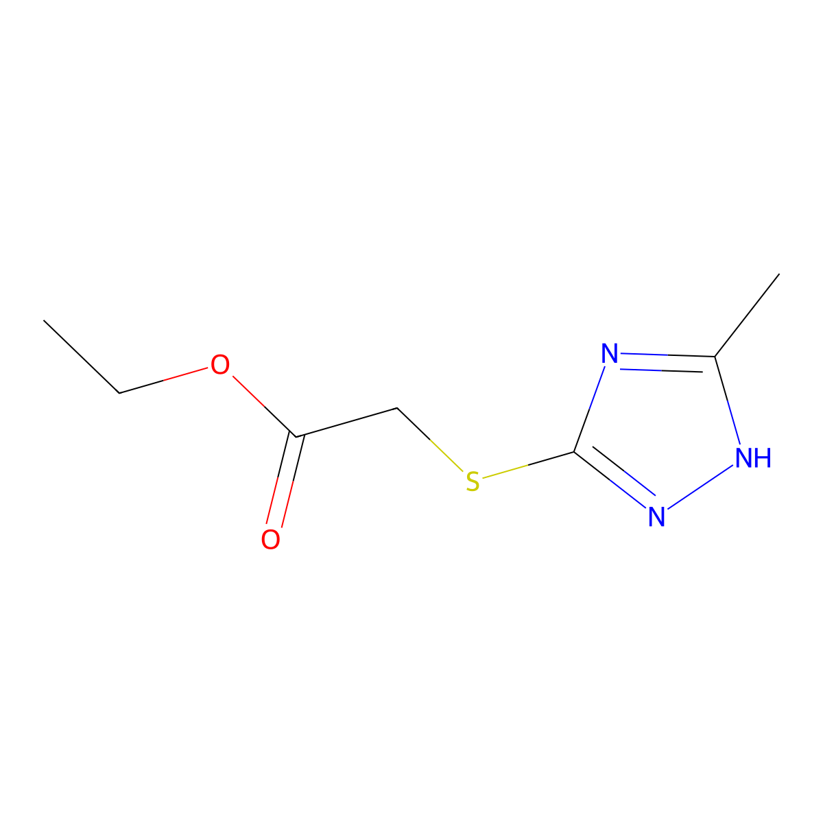 ethyl [(5-methyl-4H-1,2,4-triazol-3-yl)sulfanyl]acetate molecular structure, CAS 14902-03-5