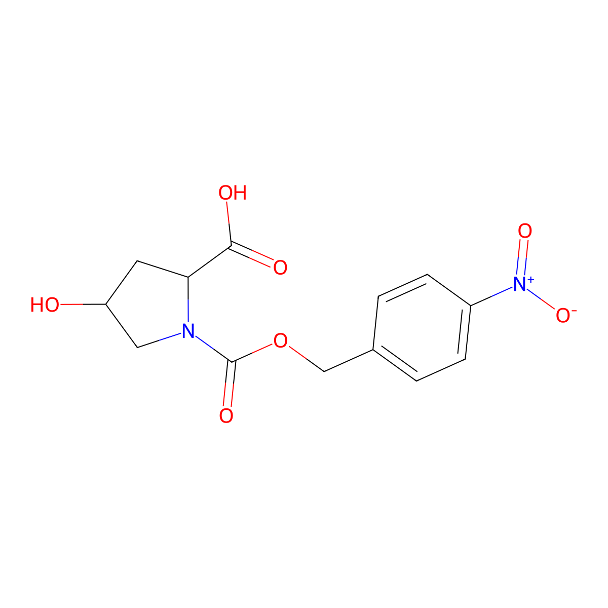 (2S,4R)-1-(4-Nitrobenzyloxycarbonyl)-4-hydroxyproline molecular structure, CAS 14902-50-2