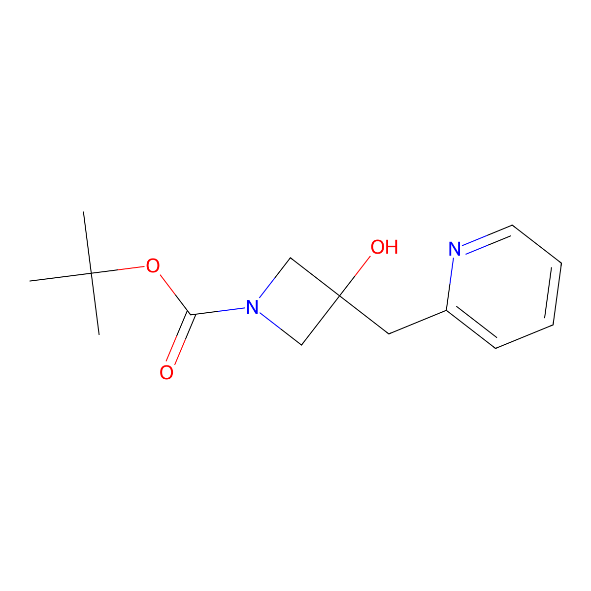 tert-Butyl 3-hydroxy-3-[(pyridin-2-yl)methyl]azetidine-1-carboxylate molecular structure, CAS 1490206-48-8