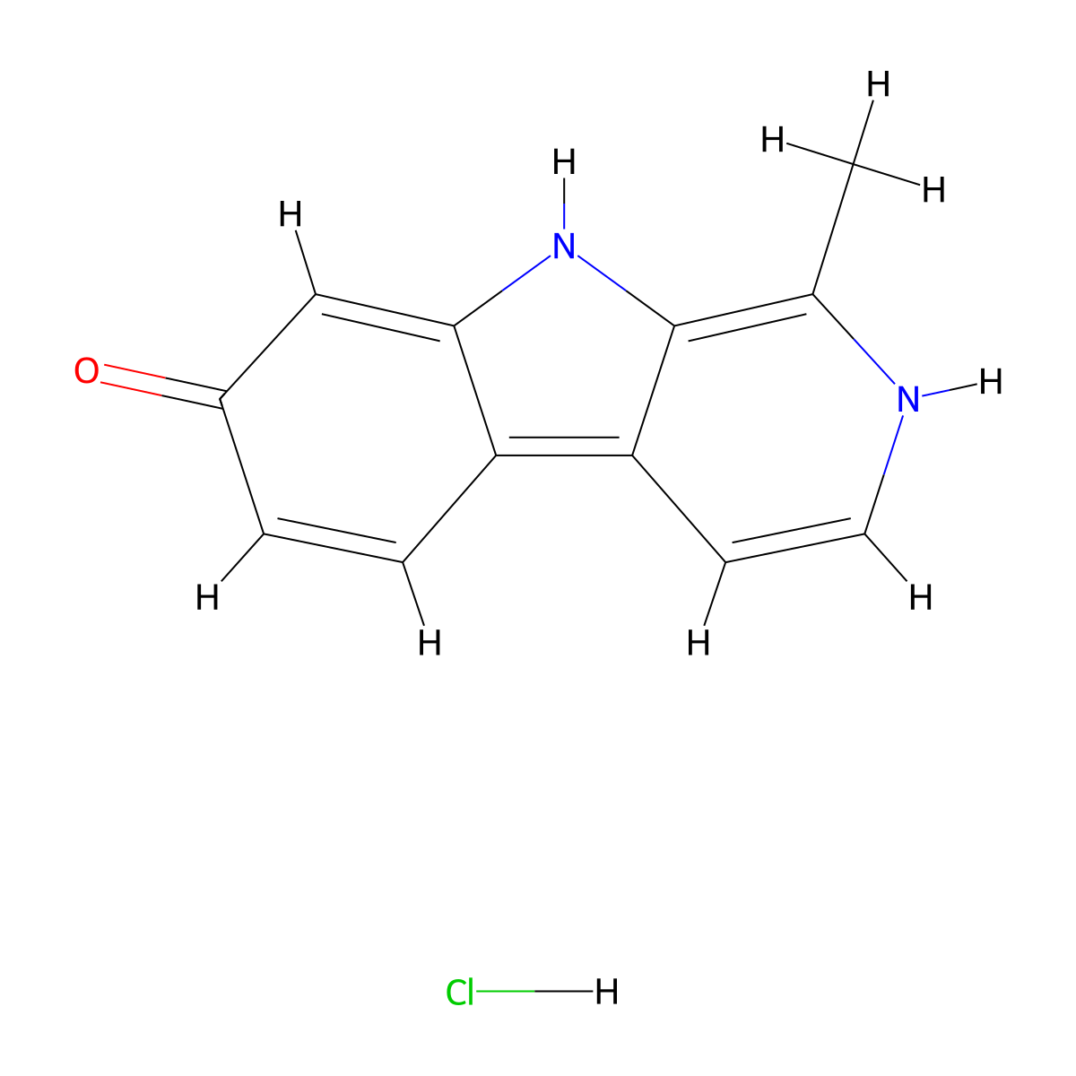 1-Methyl-2,9-dihydro-7H-pyrido(3,4-b)indol-7-one--hydrogen chloride (1/1) molecular structure, CAS 149022-16-2