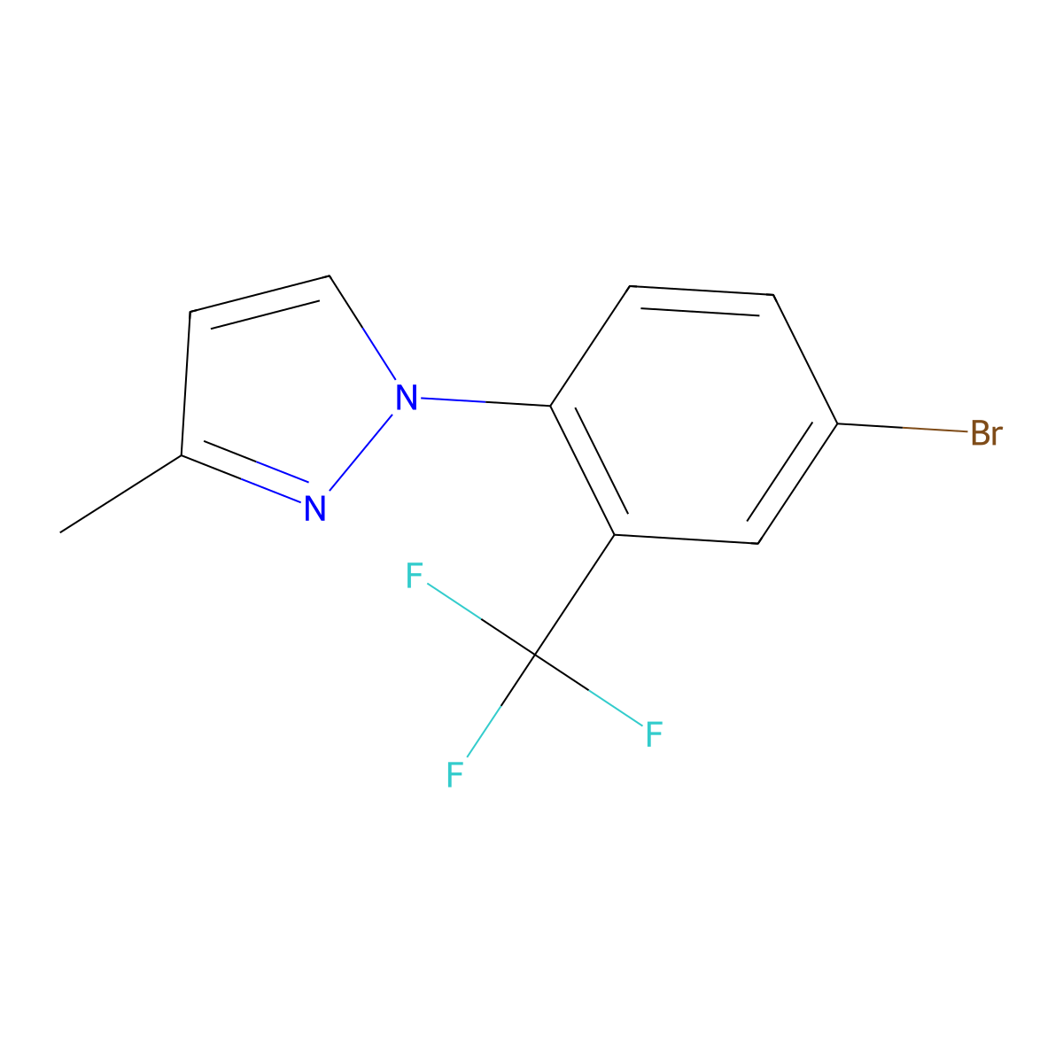 1-(4-bromo-2-(trifluoromethyl)phenyl)-3-methyl-1H-pyrazole molecular structure, CAS 1490221-20-9