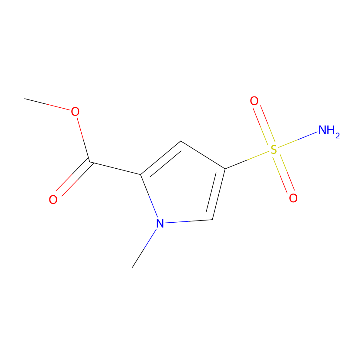methyl 1-methyl-4-sulfamoyl-1H-pyrrole-2-carboxylate molecular structure, CAS 1490224-00-4