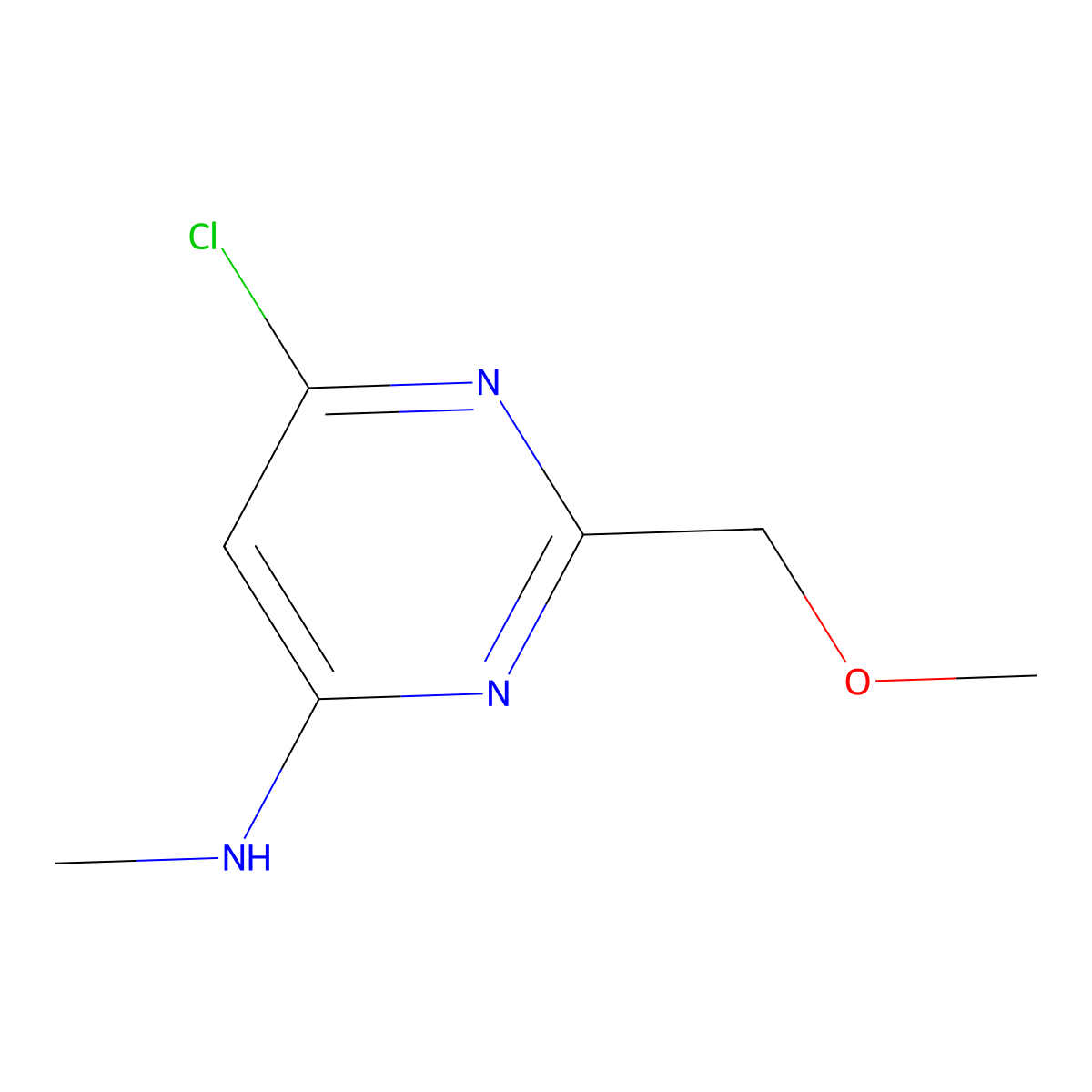 6-chloro-2-(methoxymethyl)-N-methylpyrimidin-4-amine molecular structure, CAS 1490224-67-3