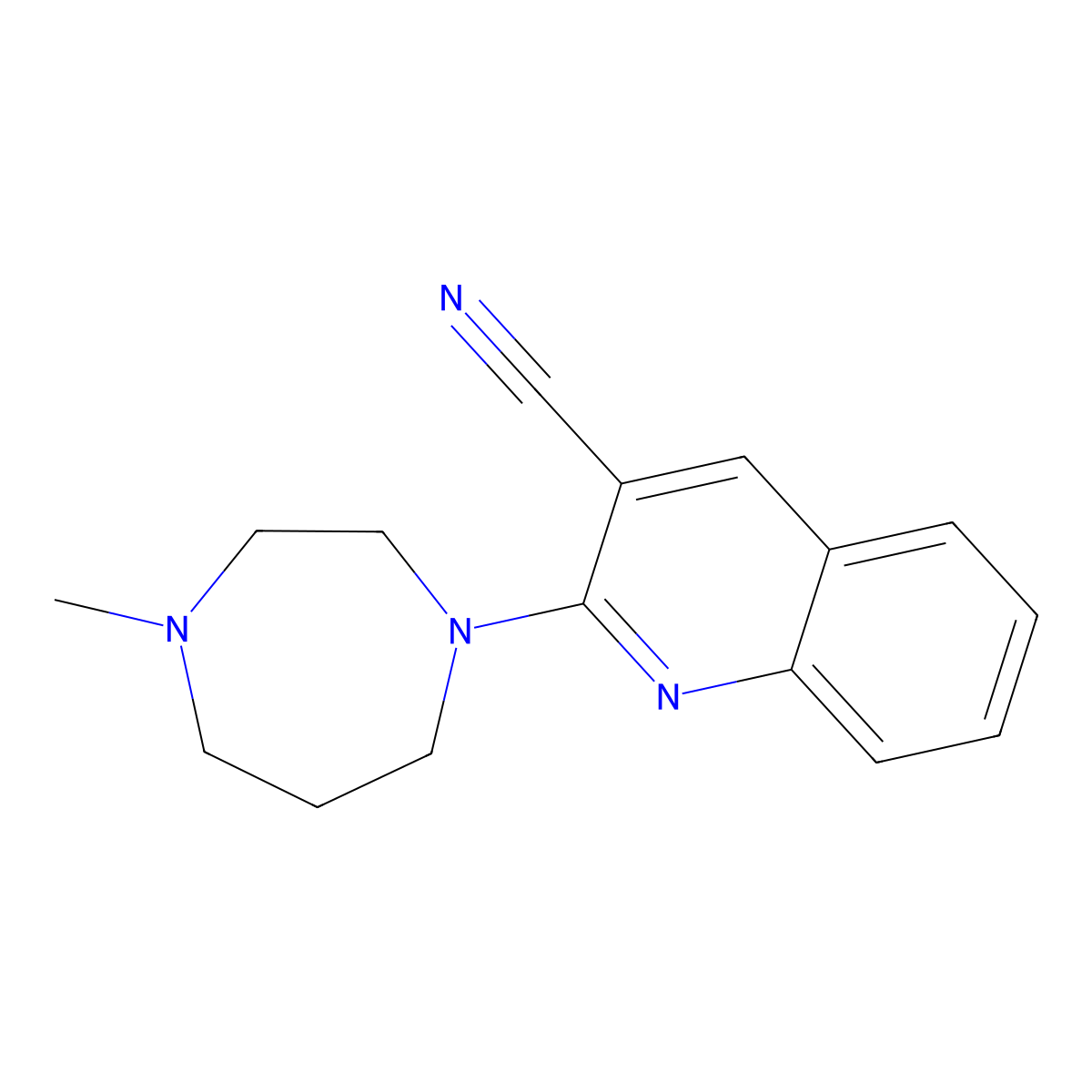 2-(4-Methyl-1,4-diazepan-1-yl)quinoline-3-carbonitrile molecular structure, CAS 1490242-02-8