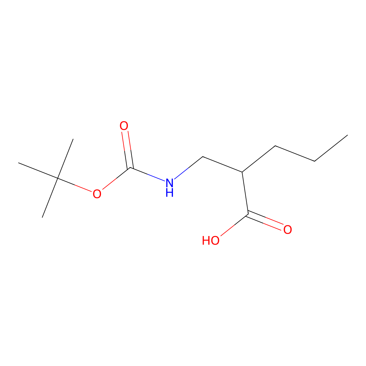 2-(((tert-Butoxycarbonyl)amino)methyl)pentanoic acid molecular structure, CAS 1490249-28-9