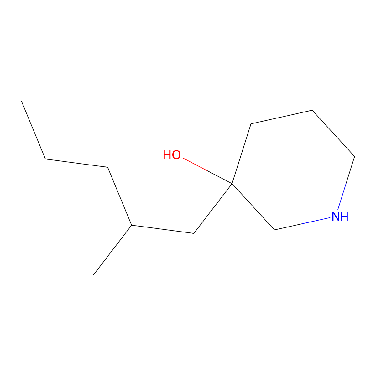 3-(2-Methylpentyl)piperidin-3-ol molecular structure, CAS 1490274-63-9