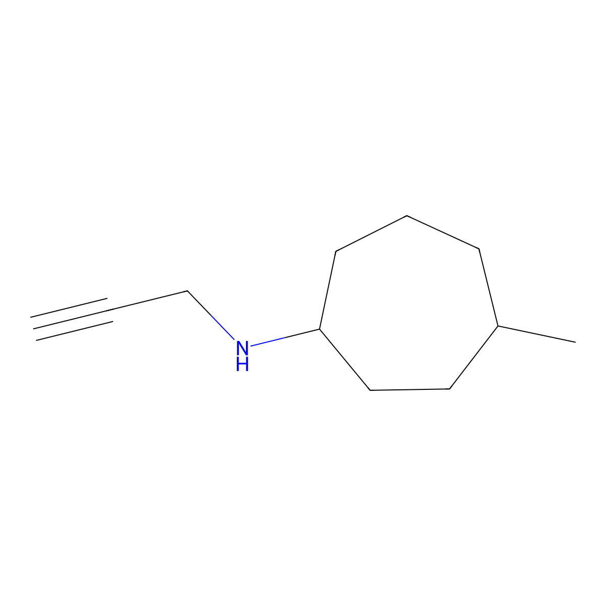 4-Methyl-N-(prop-2-YN-1-YL)cycloheptan-1-amine molecular structure, CAS 1490275-00-7