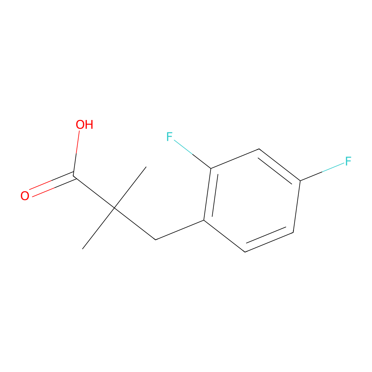 3-(2,4-Difluorophenyl)-2,2-dimethylpropanoic acid molecular structure, CAS 1490288-78-2