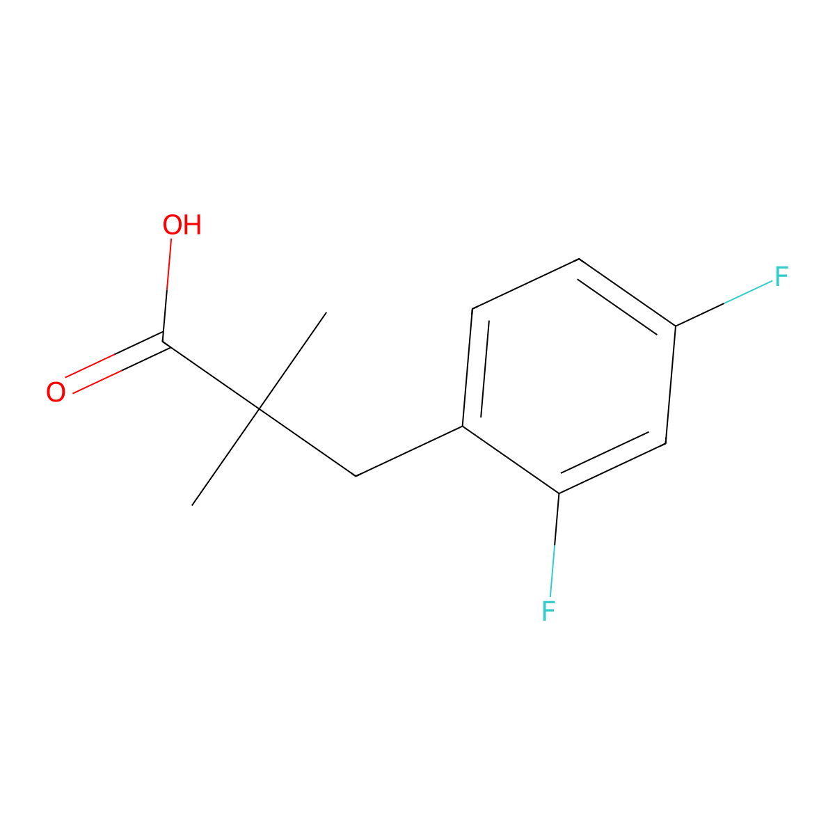 3-(2,4-Difluorophenyl)-2,2-dimethylpropanoic acid molecular structure, CAS 1490288-78-2