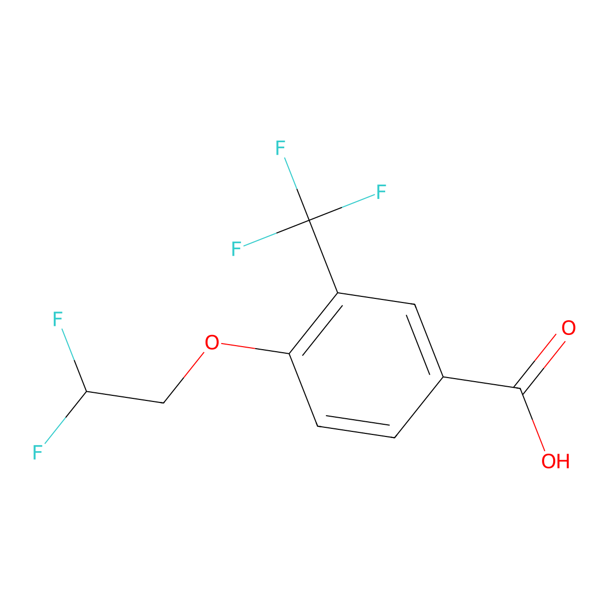 4-(2,2-Difluoroethoxy)-3-(trifluoromethyl)benzoic acid molecular structure, CAS 1490289-98-9