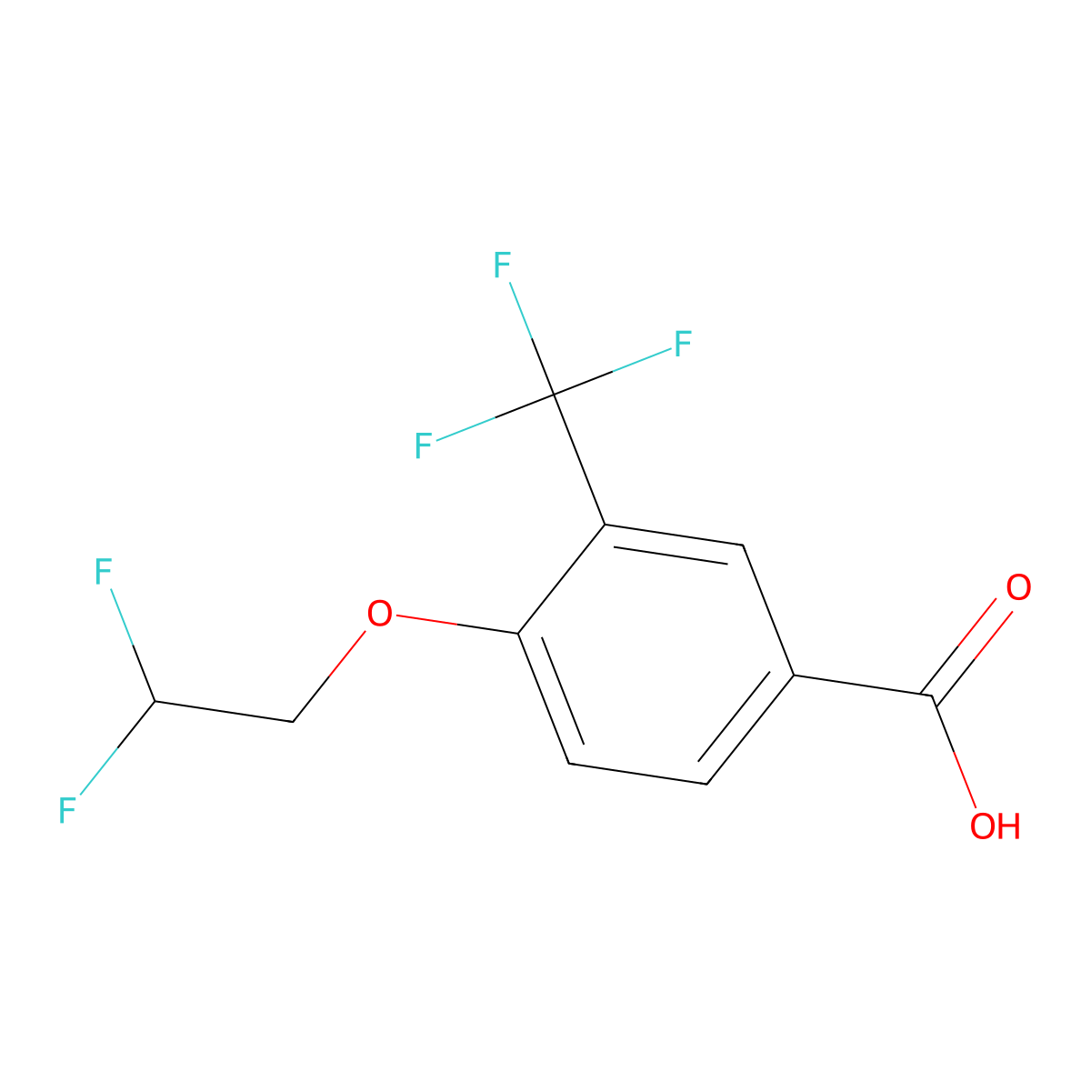 4-(2,2-Difluoroethoxy)-3-(trifluoromethyl)benzoic acid molecular structure, CAS 1490289-98-9