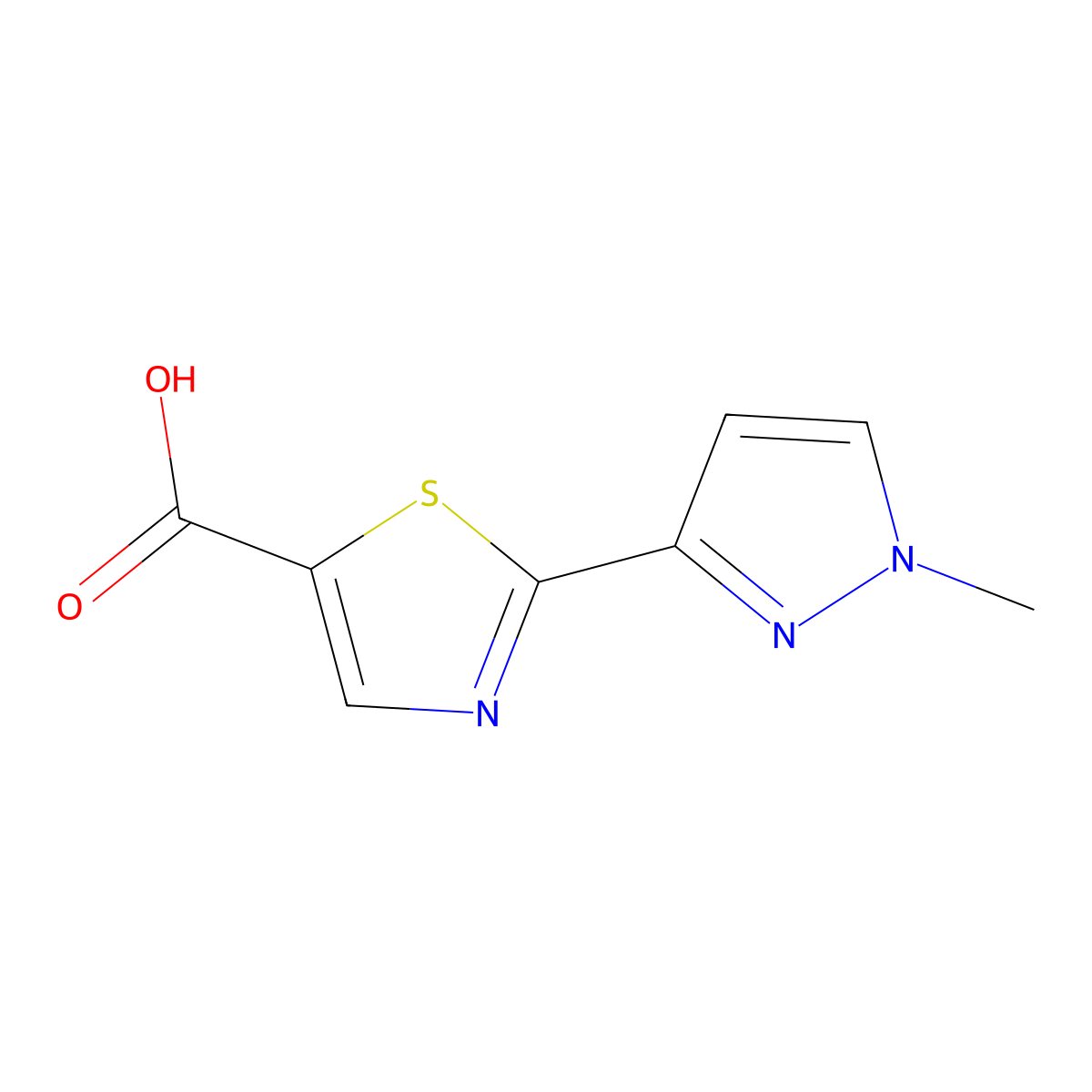 2-(1-Methyl-1H-pyrazol-3-yl)thiazole-5-carboxylic acid molecular structure, CAS 1490297-97-6