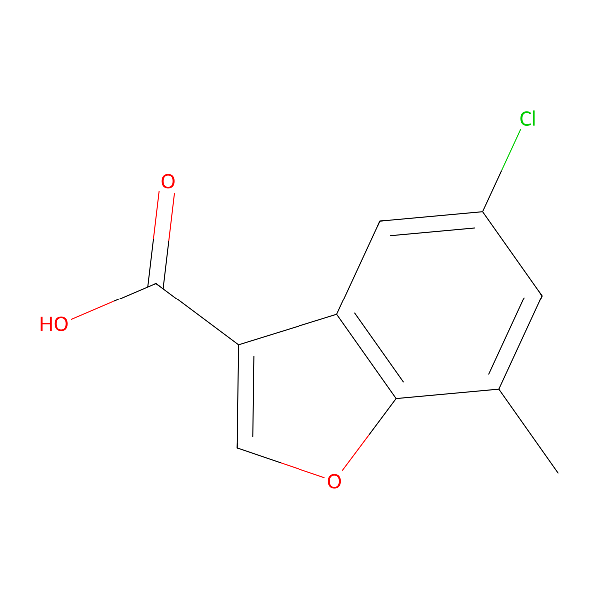 5-Chloro-7-methyl-1-benzofuran-3-carboxylic acid molecular structure, CAS 1490298-33-3