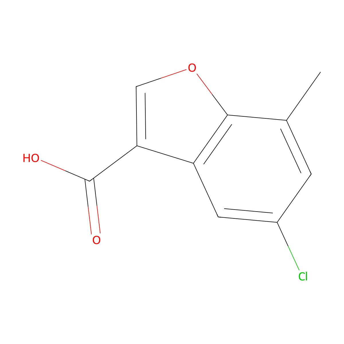 5-Chloro-7-methyl-1-benzofuran-3-carboxylic acid molecular structure, CAS 1490298-33-3