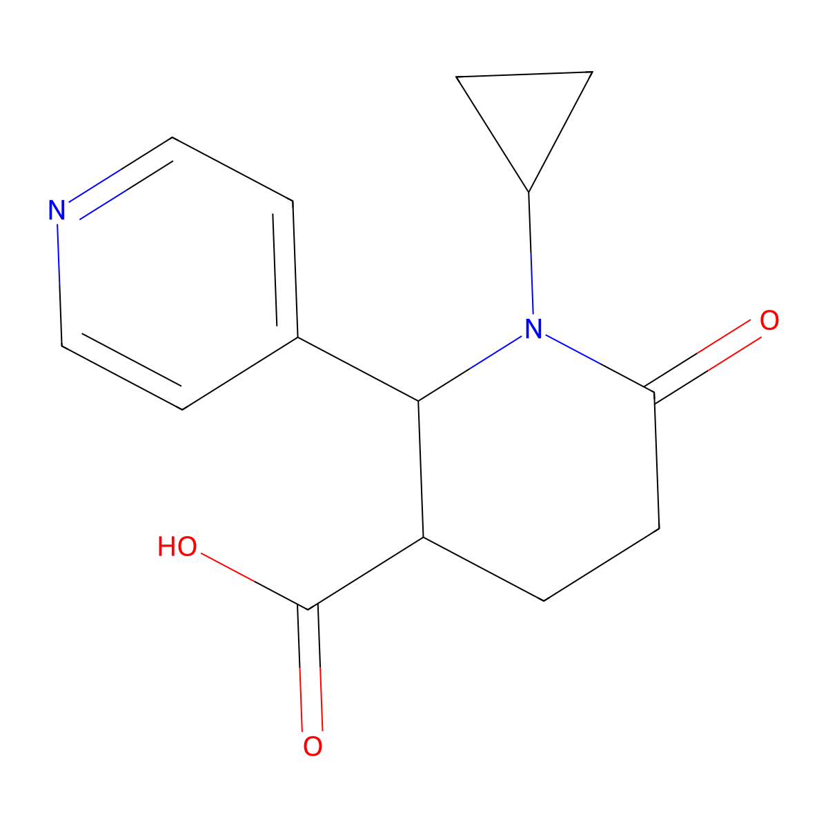 1-Cyclopropyl-6-oxo-2-(pyridin-4-yl)piperidine-3-carboxylic acid molecular structure, CAS 1490299-74-5