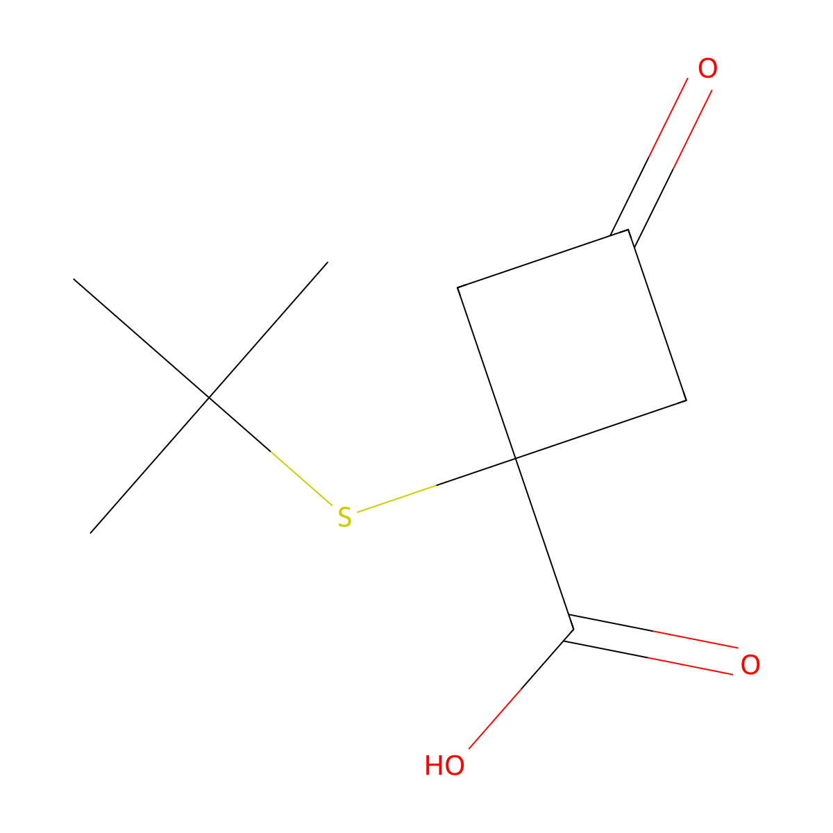 1-(Tert-butylsulfanyl)-3-oxocyclobutane-1-carboxylic acid molecular structure, CAS 1490306-58-5