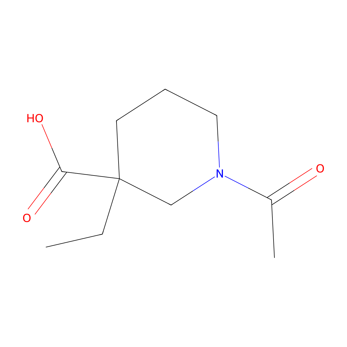 1-Acetyl-3-ethylpiperidine-3-carboxylic acid molecular structure, CAS 1490307-83-9