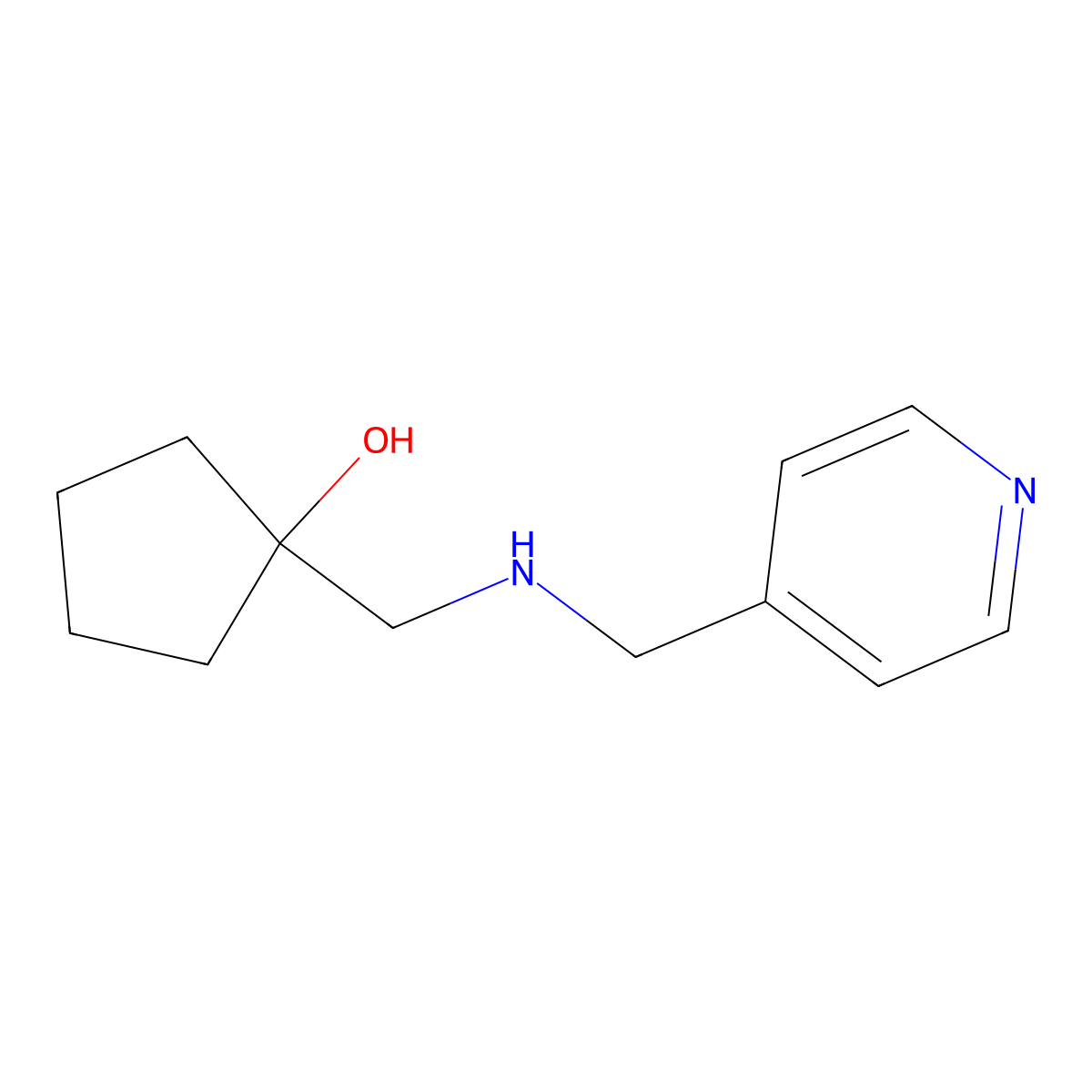 1-(((Pyridin-4-ylmethyl)amino)methyl)cyclopentan-1-ol molecular structure, CAS 1490311-04-0