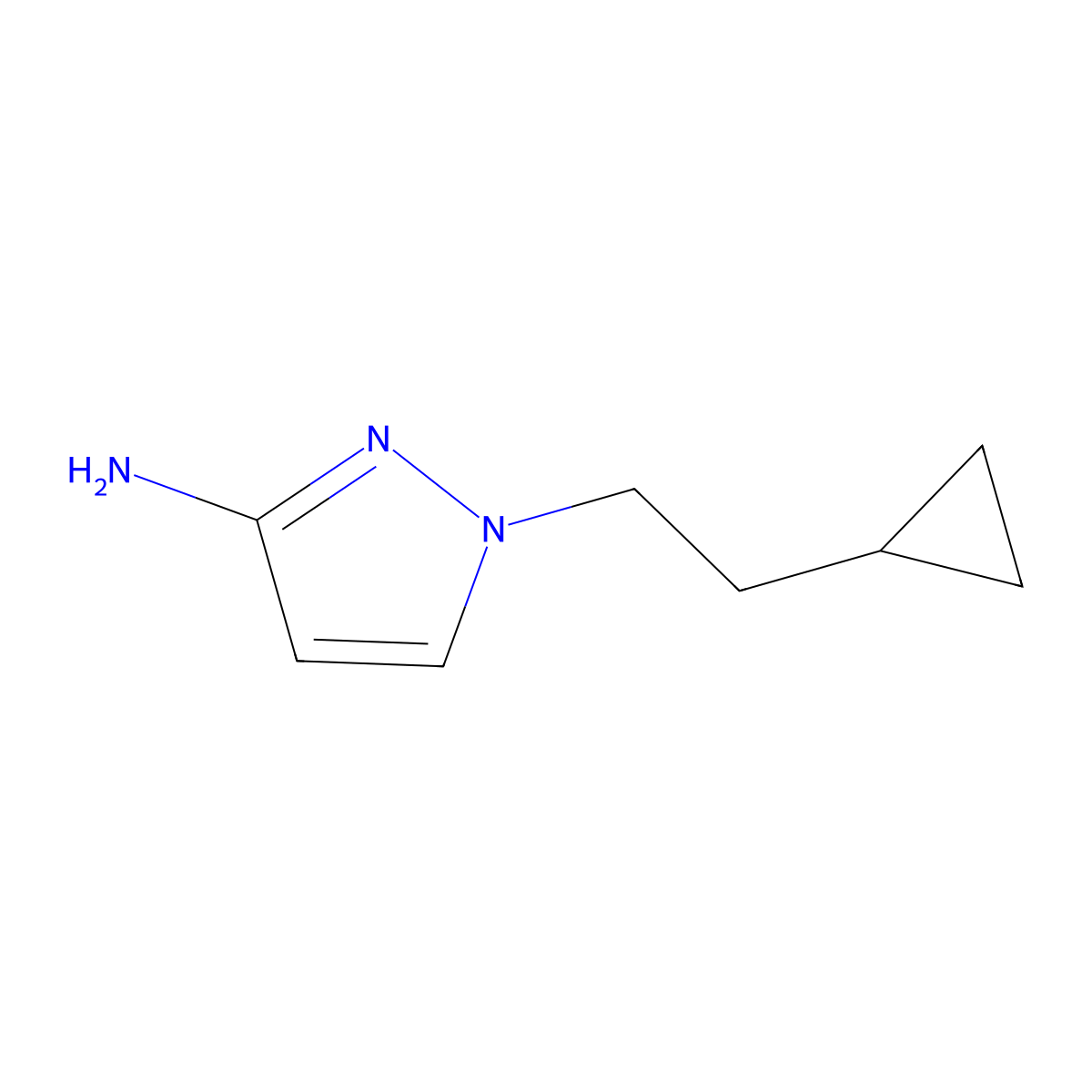 1-(2-cyclopropylethyl)-1H-pyrazol-3-amine molecular structure, CAS 1490314-78-7