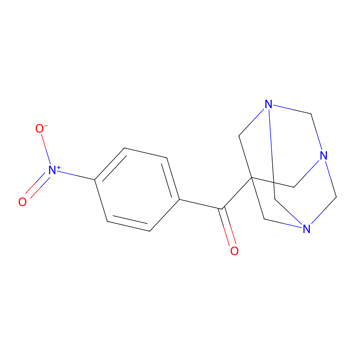 (4-Nitrophenyl)(1,3,5-triazatricyclo[3.3.1.1~3,7~]dec-7-yl)methanone molecular structure, CAS 149034-78-6