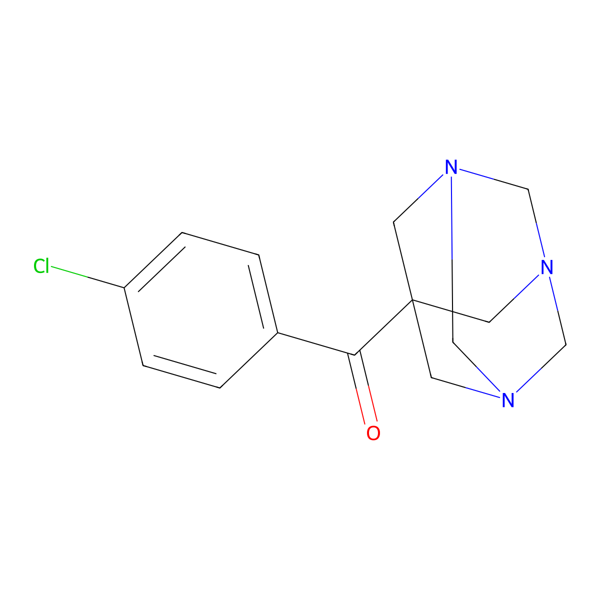 (4-Chlorophenyl)(1,3,5-triazatricyclo[3.3.1.1~3,7~]dec-7-yl)methanone molecular structure, CAS 149034-79-7
