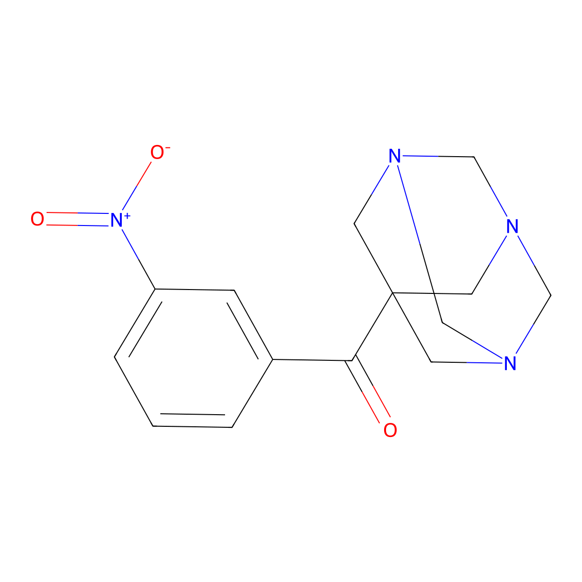 (3-Nitrophenyl)(1,3,5-triazatricyclo[3.3.1.1~3,7~]dec-7-yl)methanone molecular structure, CAS 149034-81-1