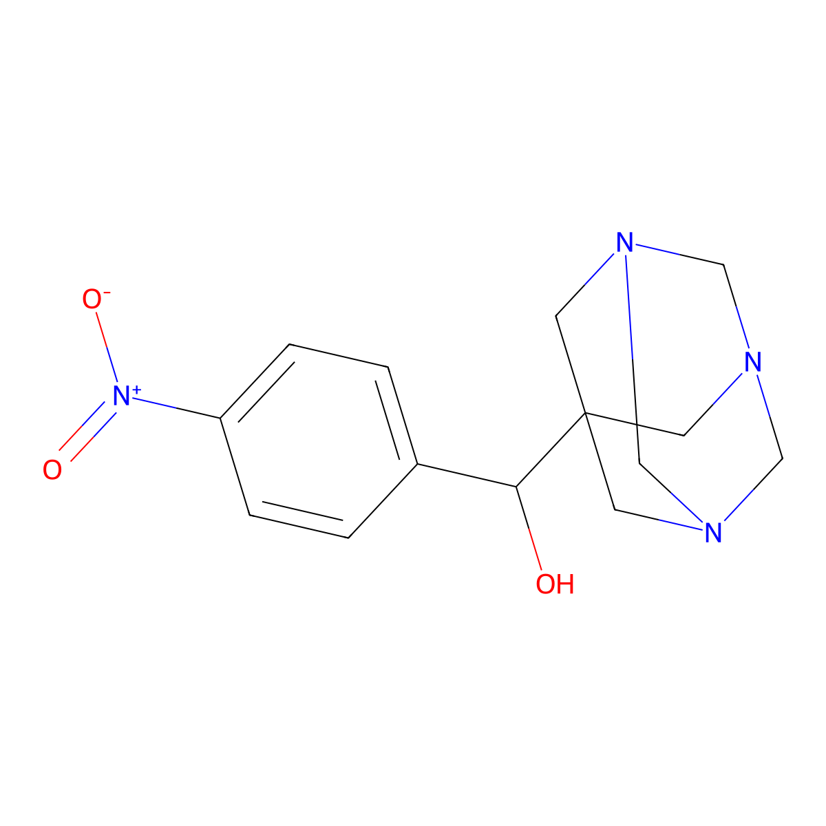 (4-Nitrophenyl)(1,3,5-triazatricyclo[3.3.1.1~3,7~]dec-7-yl)methanol molecular structure, CAS 149034-94-6
