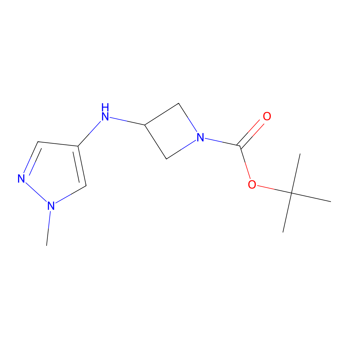 N-(1-Boc-azetidin-3-yl)-1-methyl-1H-pyrazol-4-amine molecular structure, CAS 1490353-64-4