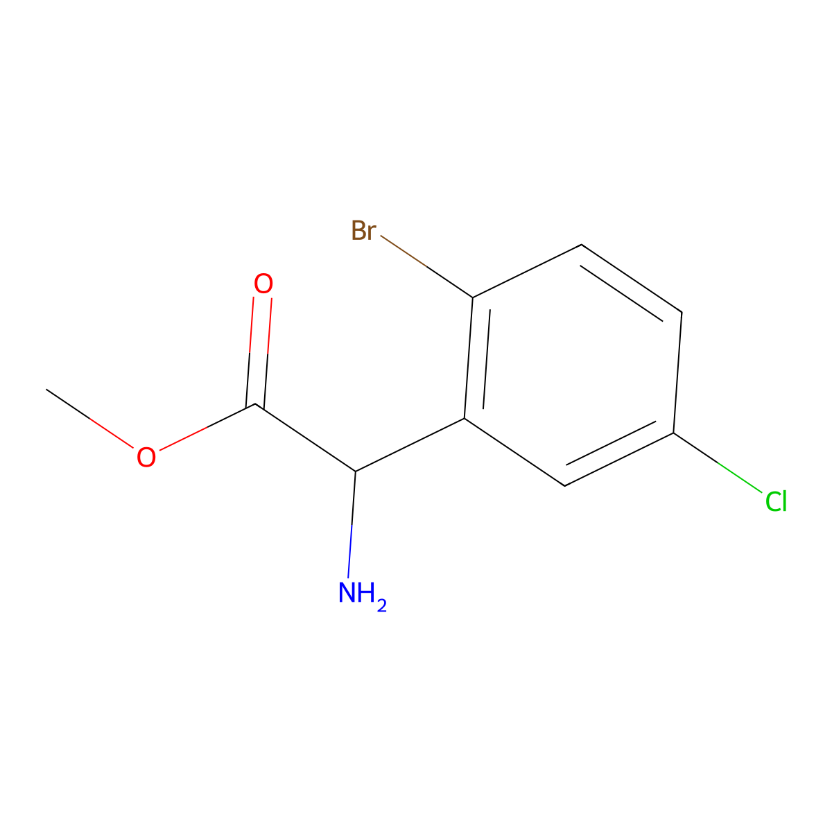 Methyl 2-amino-2-(2-bromo-5-chlorophenyl)acetate molecular structure, CAS 1490357-66-8