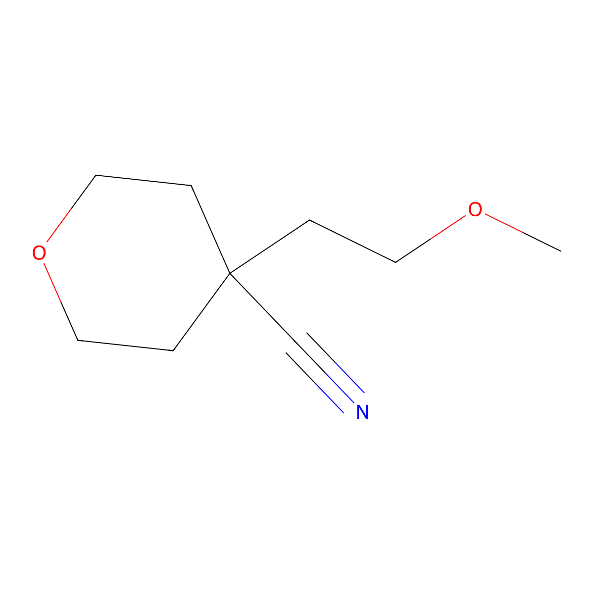 4-(2-Methoxyethyl)oxane-4-carbonitrile molecular structure, CAS 1490359-92-6