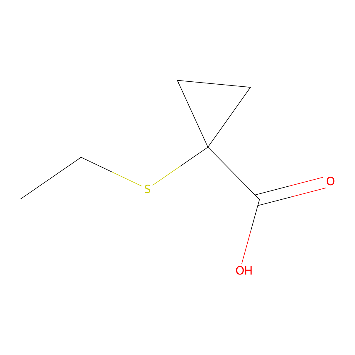 1-(Ethylsulfanyl)cyclopropane-1-carboxylic acid molecular structure, CAS 1490361-40-4