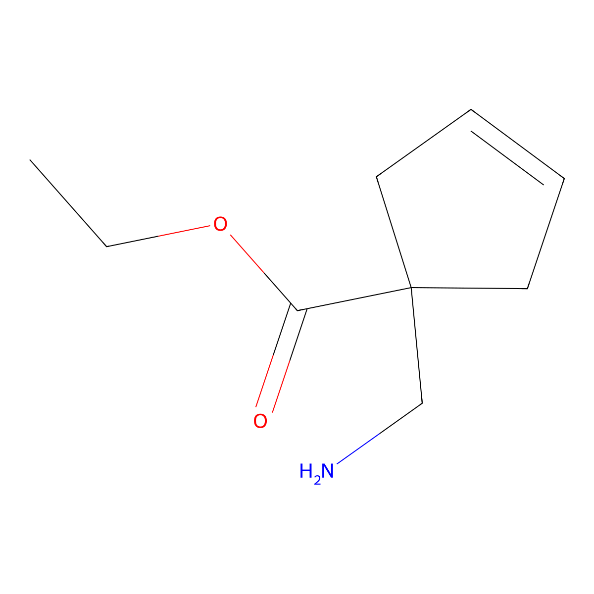 Ethyl 1-(aminomethyl)cyclopent-3-ene-1-carboxylate molecular structure, CAS 1490422-41-7