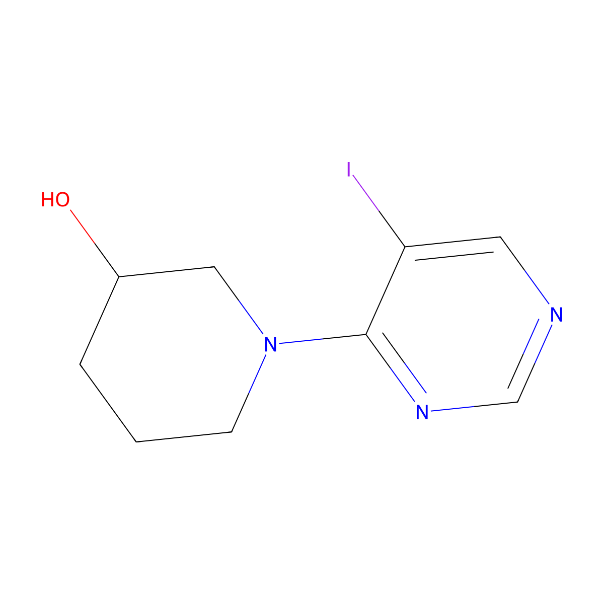 1-(5-Iodopyrimidin-4-yl)piperidin-3-ol molecular structure, CAS 1490428-63-1