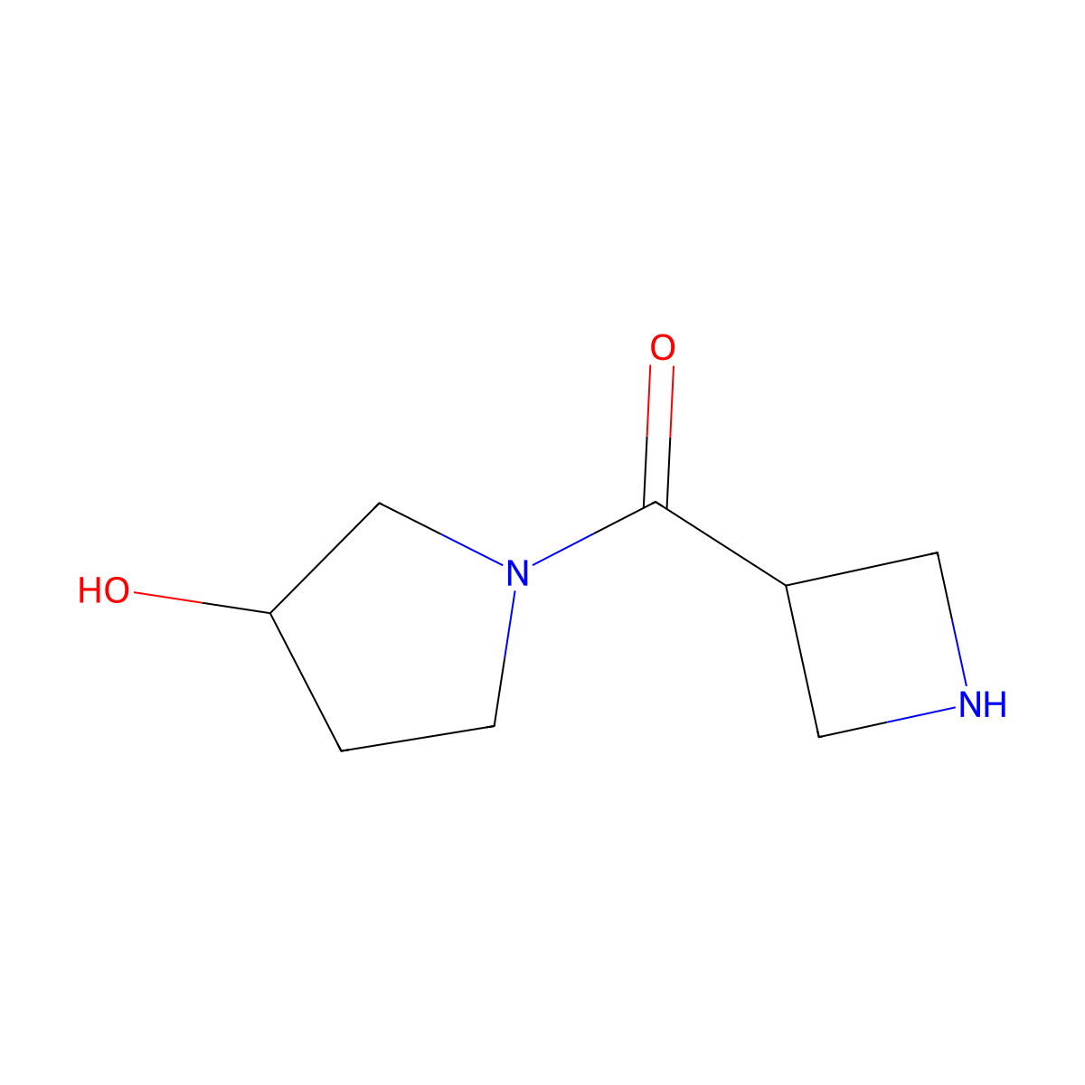 1-(Azetidine-3-carbonyl)pyrrolidin-3-ol molecular structure, CAS 1490435-08-9