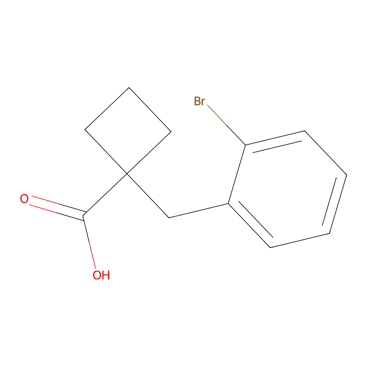 1-[(2-Bromophenyl)methyl]cyclobutane-1-carboxylic acid molecular structure, CAS 1490448-46-8