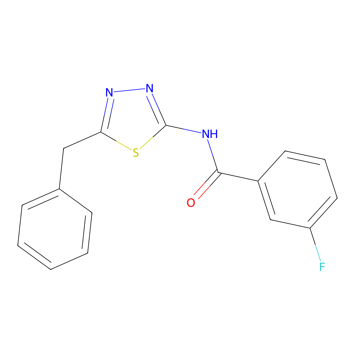 N-(5-benzyl-1,3,4-thiadiazol-2-yl)-3-fluorobenzamide molecular structure, CAS 149045-53-4
