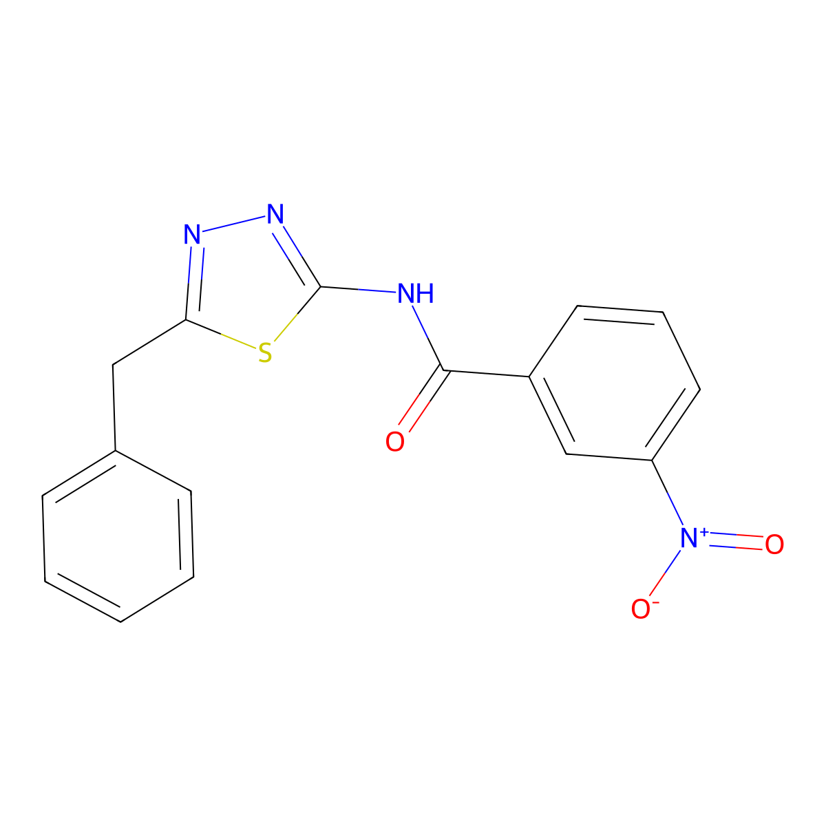 N-(5-benzyl-1,3,4-thiadiazol-2-yl)-3-nitrobenzamide molecular structure, CAS 149045-60-3