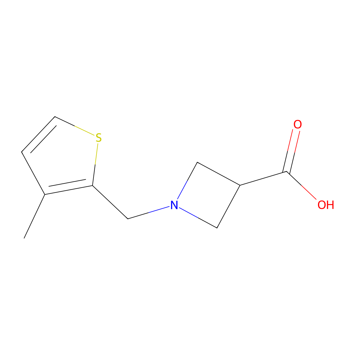 1-((3-Methylthiophen-2-yl)methyl)azetidine-3-carboxylic acid molecular structure, CAS 1490454-59-5