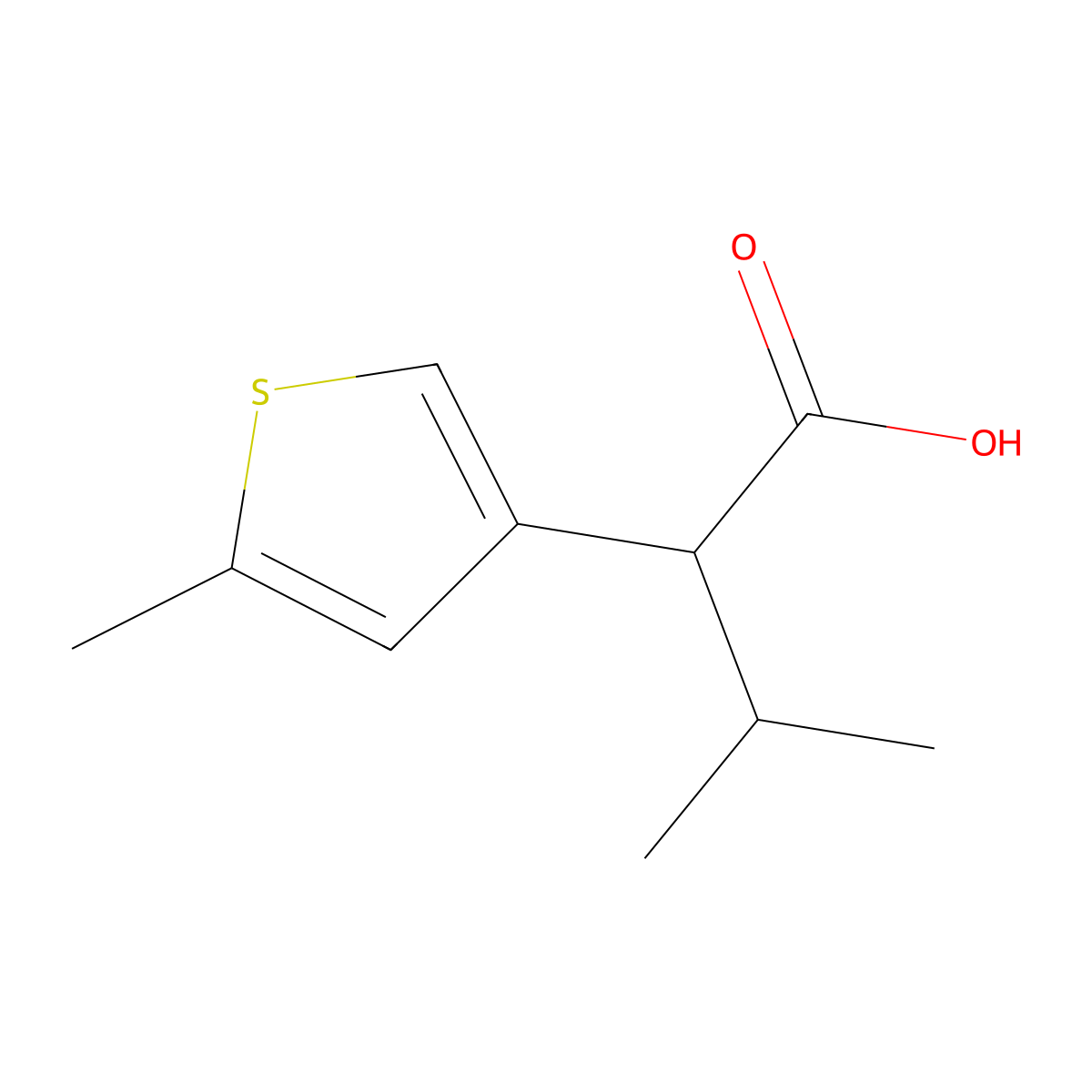3-Methyl-2-(5-methylthiophen-3-yl)butanoic acid molecular structure, CAS 1490468-28-4